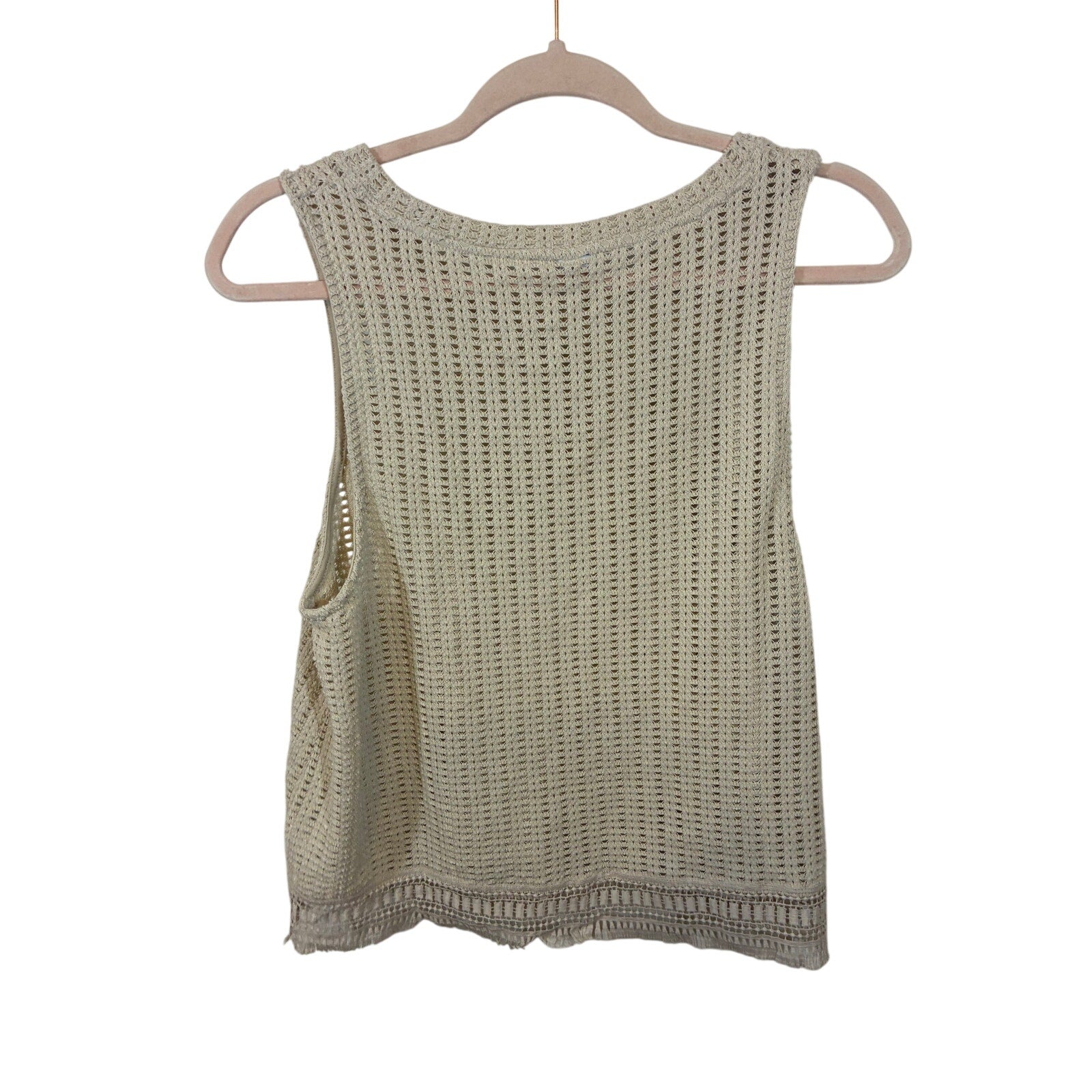 Old Navy Cream Crochet Tank Top Boho Coastal Grandmacore Open Knit Sleeveless L