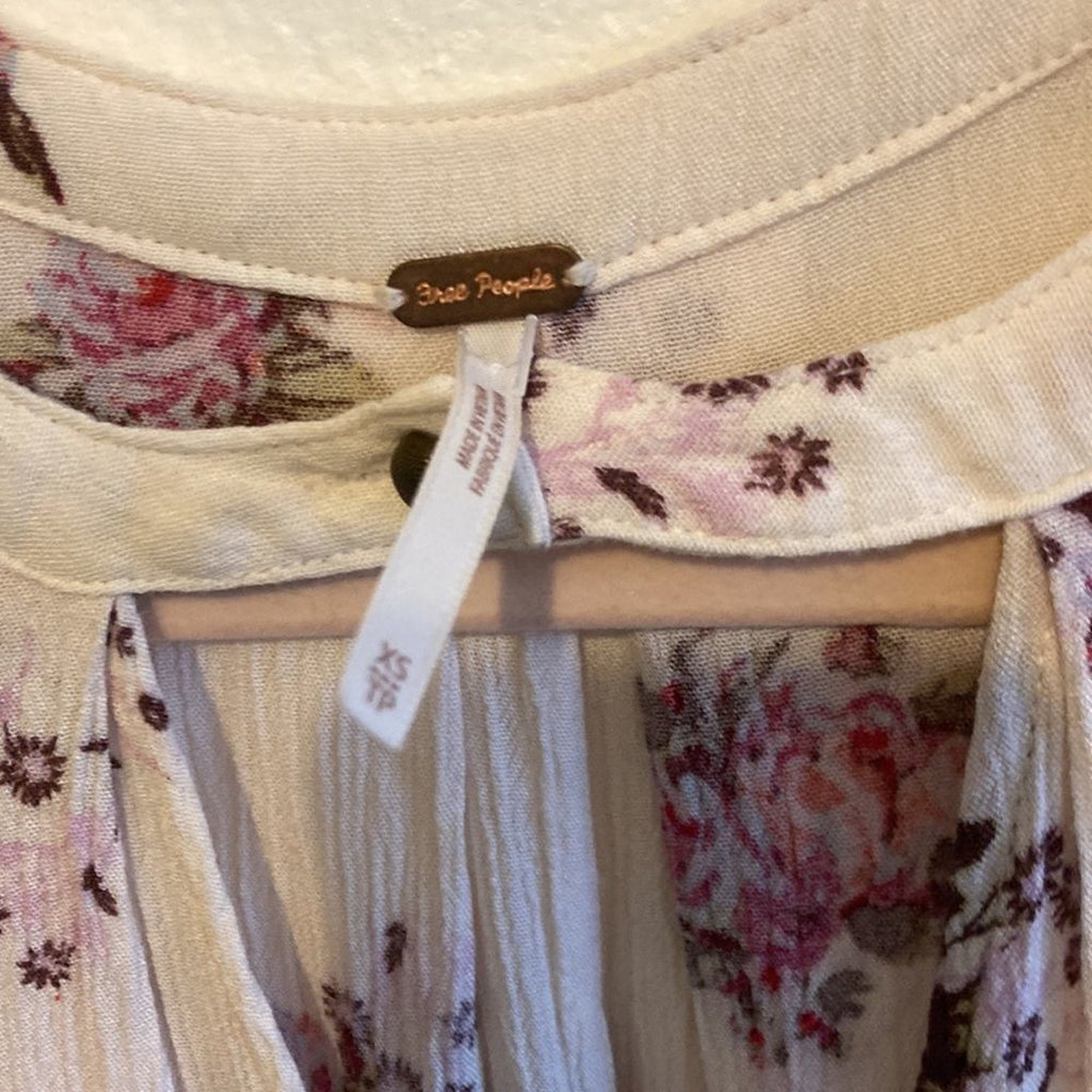 Free People Boho  Western Bloomcore Tunic Floral Flowy Peephole Tank Dress SZ XS