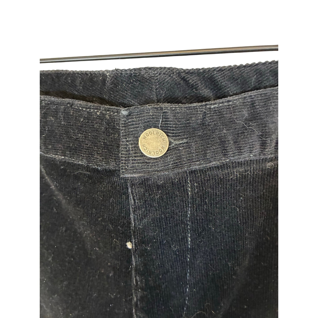 Woolrich Corduroy Pants 12 Black High-Rise Straight Leg Cotton Blend Casual