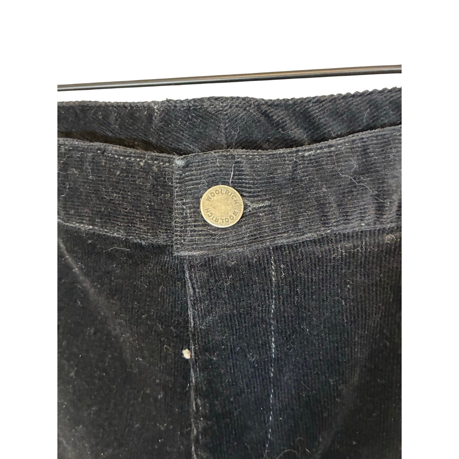 Woolrich Corduroy Pants 12 Black High-Rise Straight Leg Cotton Blend Casual
