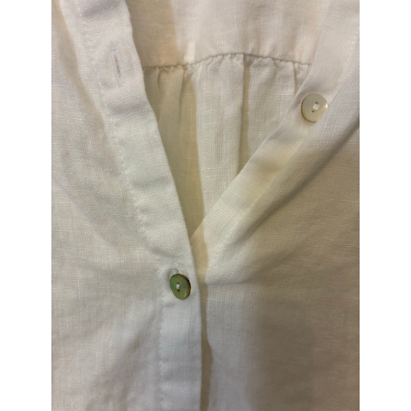 Sigrid Olsen 100% Linen Tunic Top Blouse Women XL White Roll Tab Lagenlook Beach