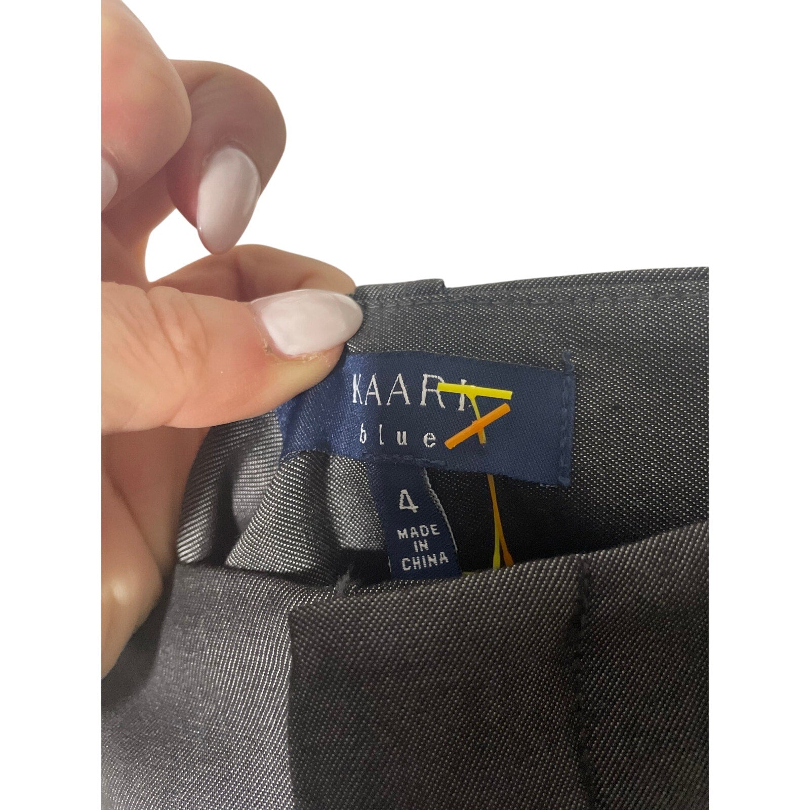 NWT Kaari Blue Lyocell Stretchy Lagenlook Office  Relaxed Fit Gray Dress Slacks