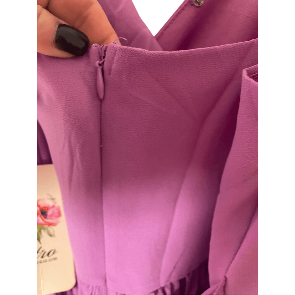 NWT Entro Ethereal Mauve Chiffon Sheer Dress Flowy Wrap Bodice Spaghetti Strap