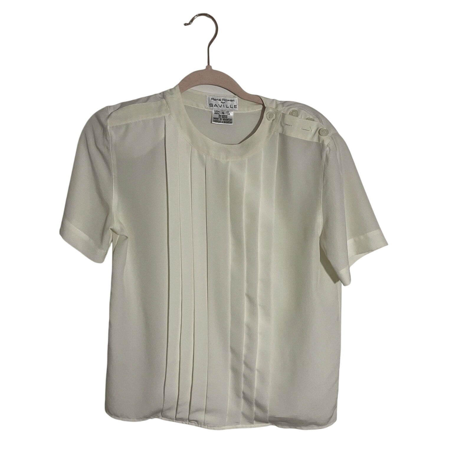 Rena Rowan Vintage Cream Preppy Academia 60's Femme Minimalist Blouse Sz 4