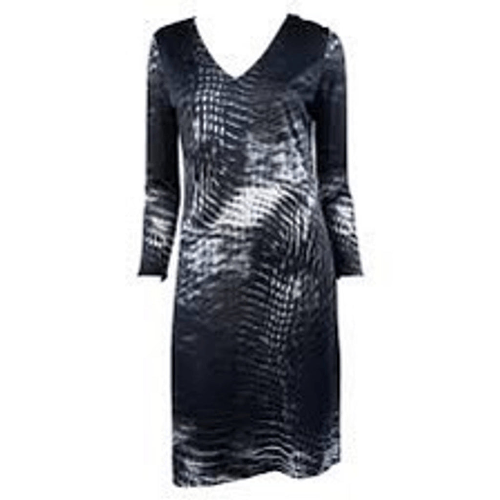 Gucci X Tom Ford Vintage S/S 2000 Abstract Print Long Sleeve V Neck Dress SZ 42