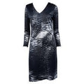 Gucci X Tom Ford Vintage S/S 2000 Abstract Print Long Sleeve V Neck Dress SZ 42