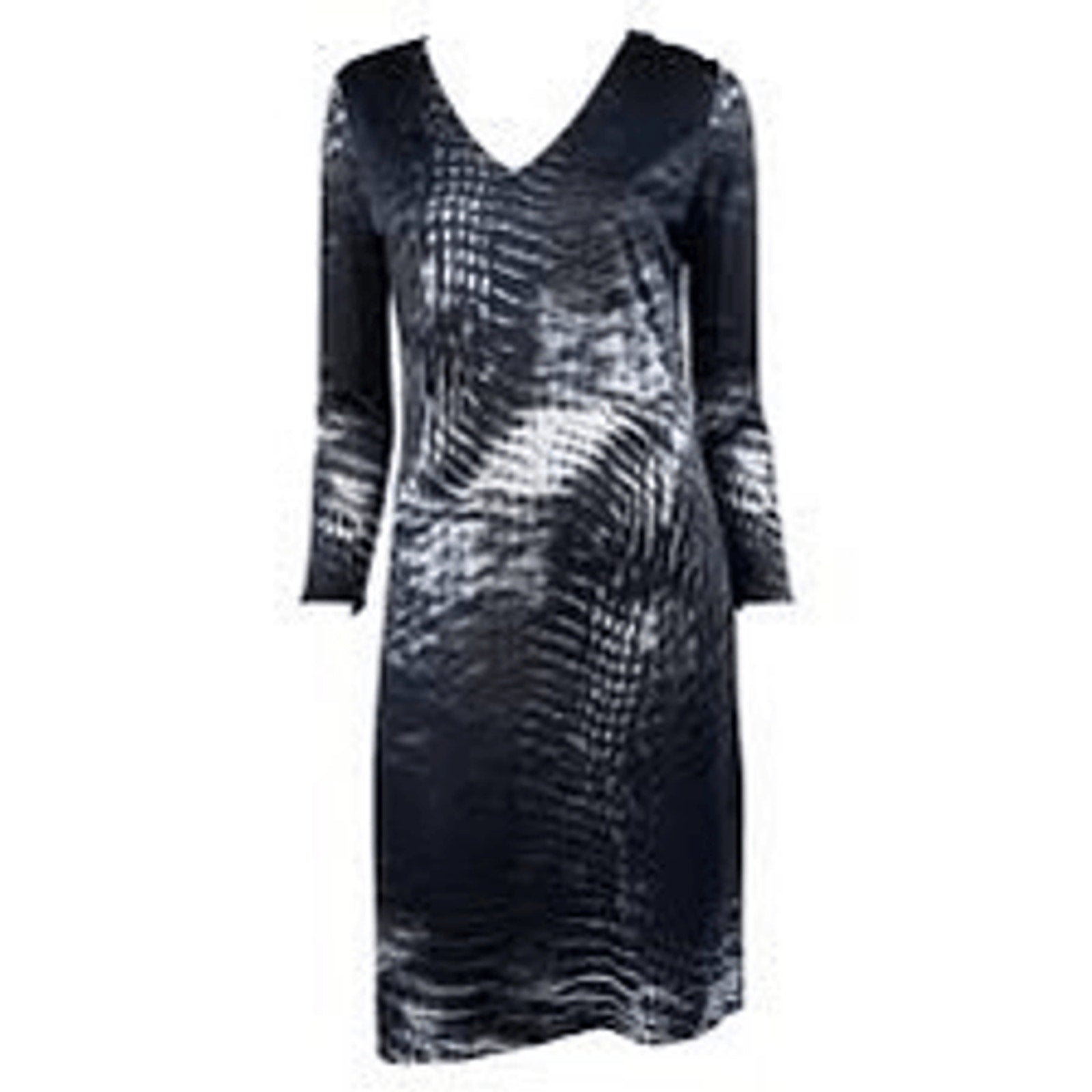 Gucci X Tom Ford Vintage S/S 2000 Abstract Print Long Sleeve V Neck Dress SZ 42