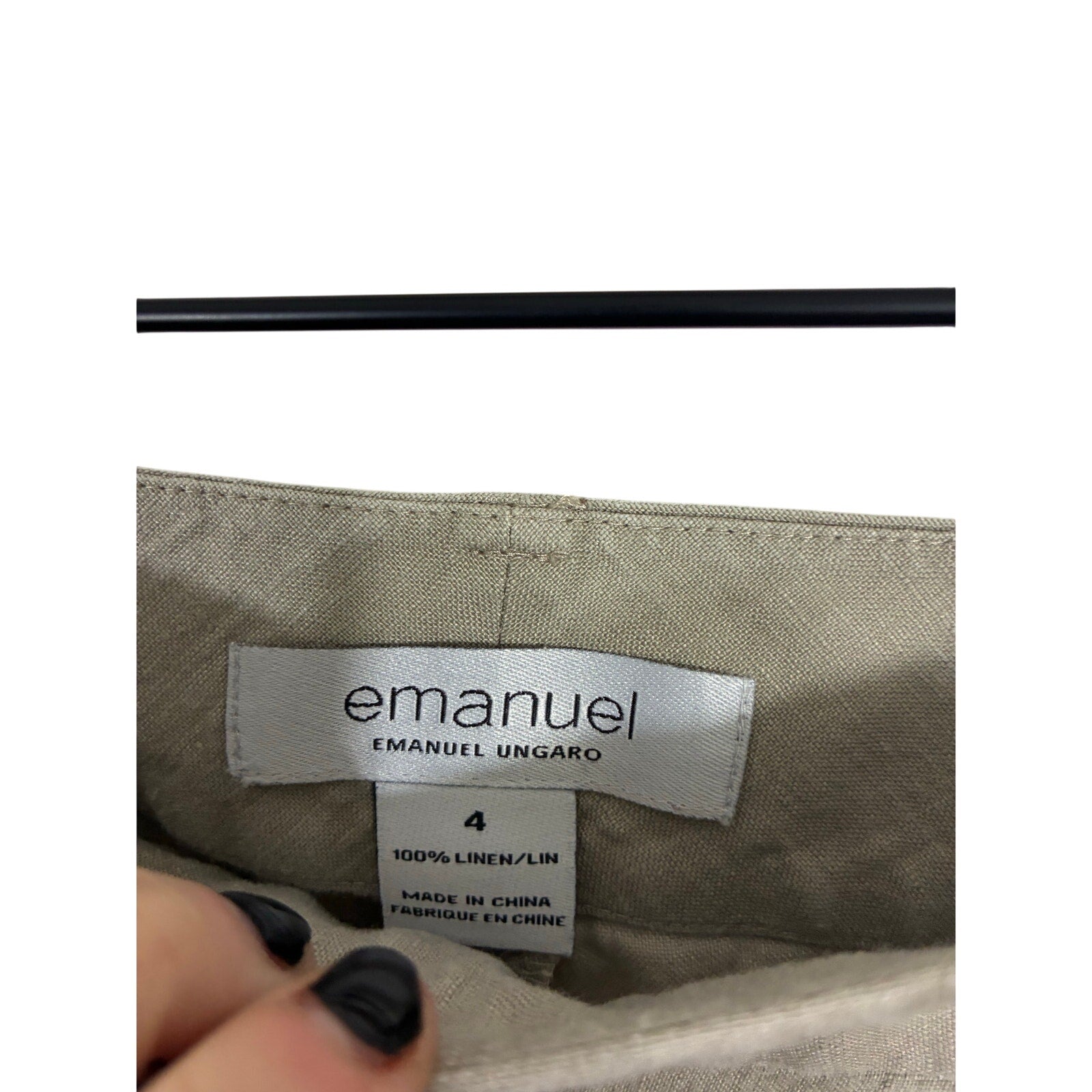 Emanuel Ungaro Women's Linen Dress Pants Straight Neutral Capsule Wardrobe 4