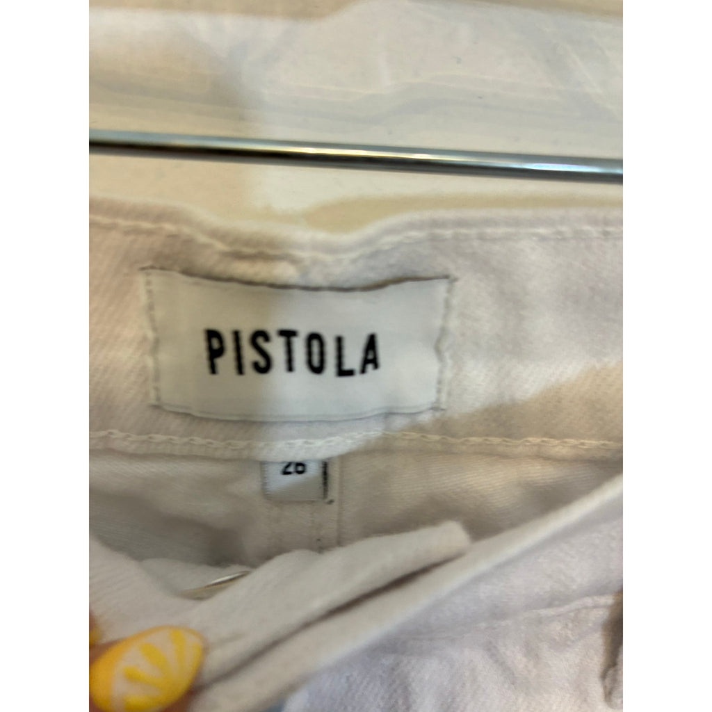 Pistola Denim Straight Leg Sz 26 White High Rise Distressed Tapered Mom Jeans