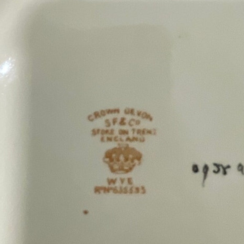 Vintage England Beige Porcelain Pitcher Royal Crown Devon S.Fielding & Co Wye