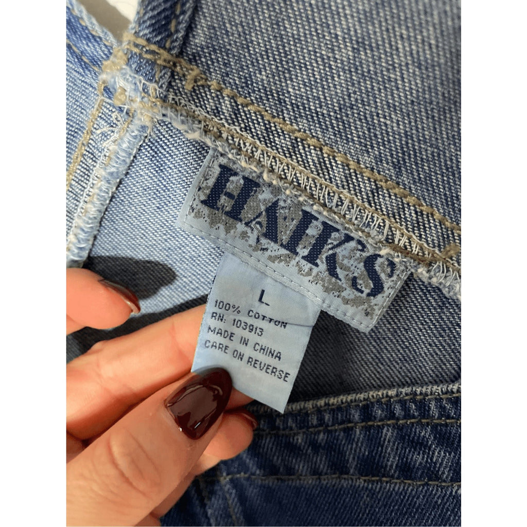 Vintage Hank's 70's Denim Large Women's Yorkie Dog Short Overalls