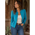 Vintage Yvonne Marie Turquoise Suede Leather Jacket Sz 4 Western Cowgirl Rodeo