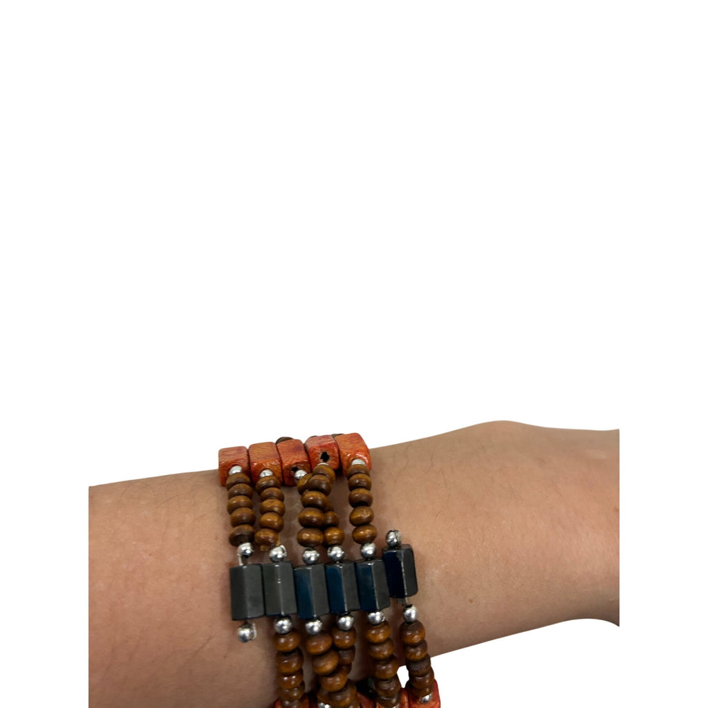 Wrap Bracelet  Burnt Orange Abalone Magnet Wrap  Boho Style adjustable
