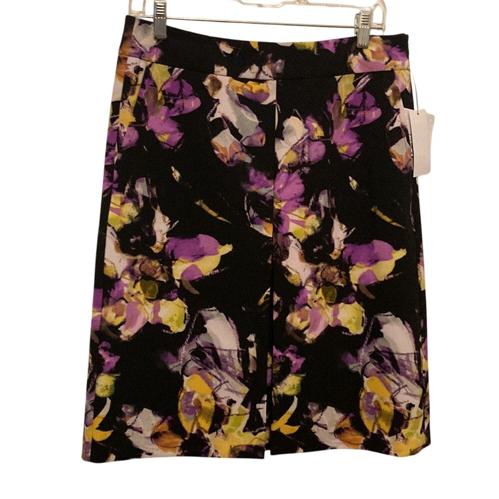 Liz Claiborne NWT Floral Pencil Skirt 6 Black Multicolor Corpcore Office Chic