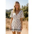 American Rag Bohemian Smocked Neck Mini Dress Novelty California Coastal XS