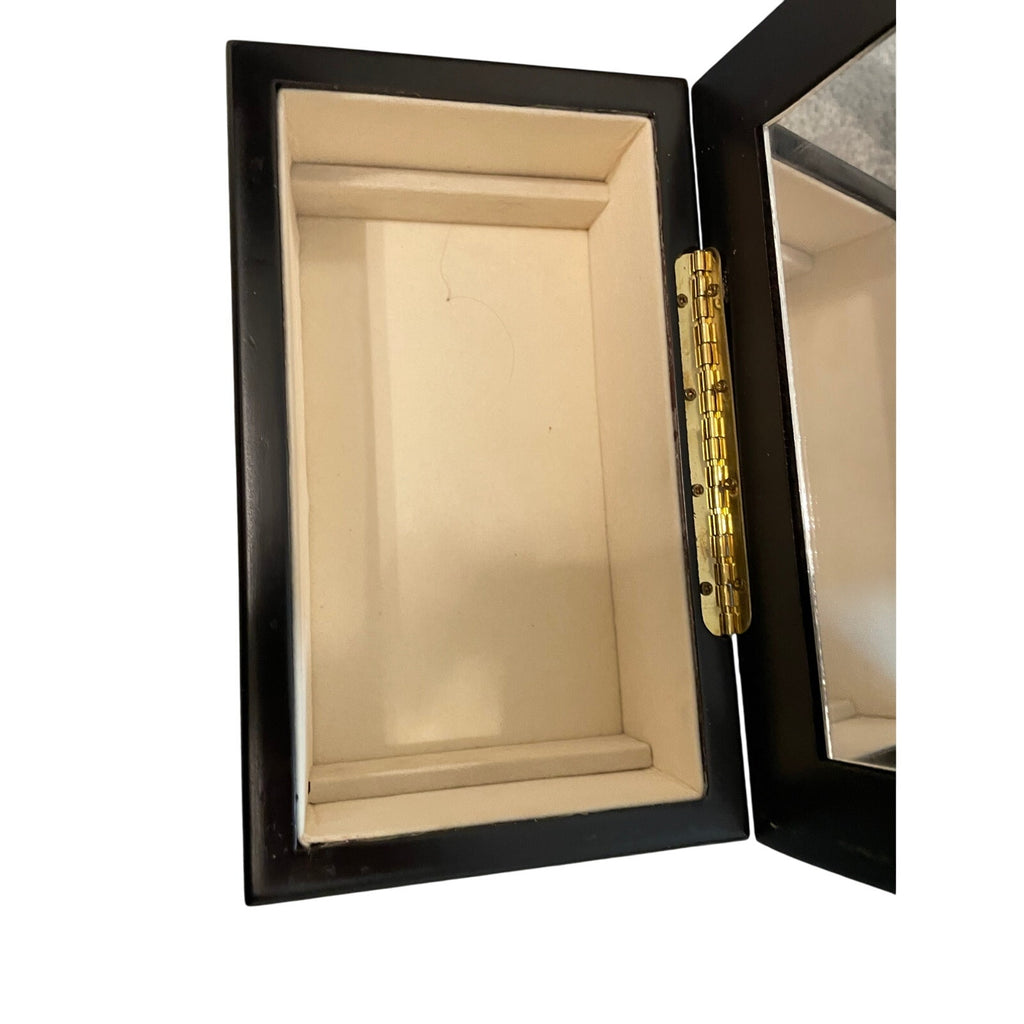NWOB Wooden Stained Dark Small Victorian Retro Toned Jewelry Box