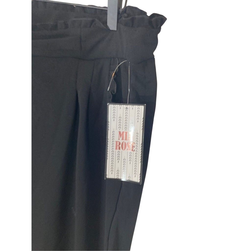 NWT High Rise Large Black Front Tie Ruffle Knox Rose Modern Dress Slacks