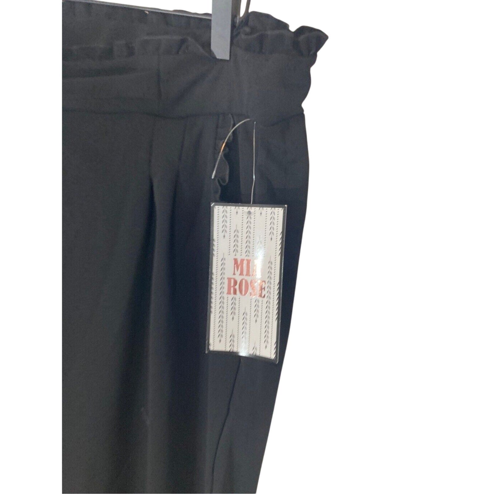 NWT High Rise Large Black Front Tie Ruffle Knox Rose Modern Dress Slacks