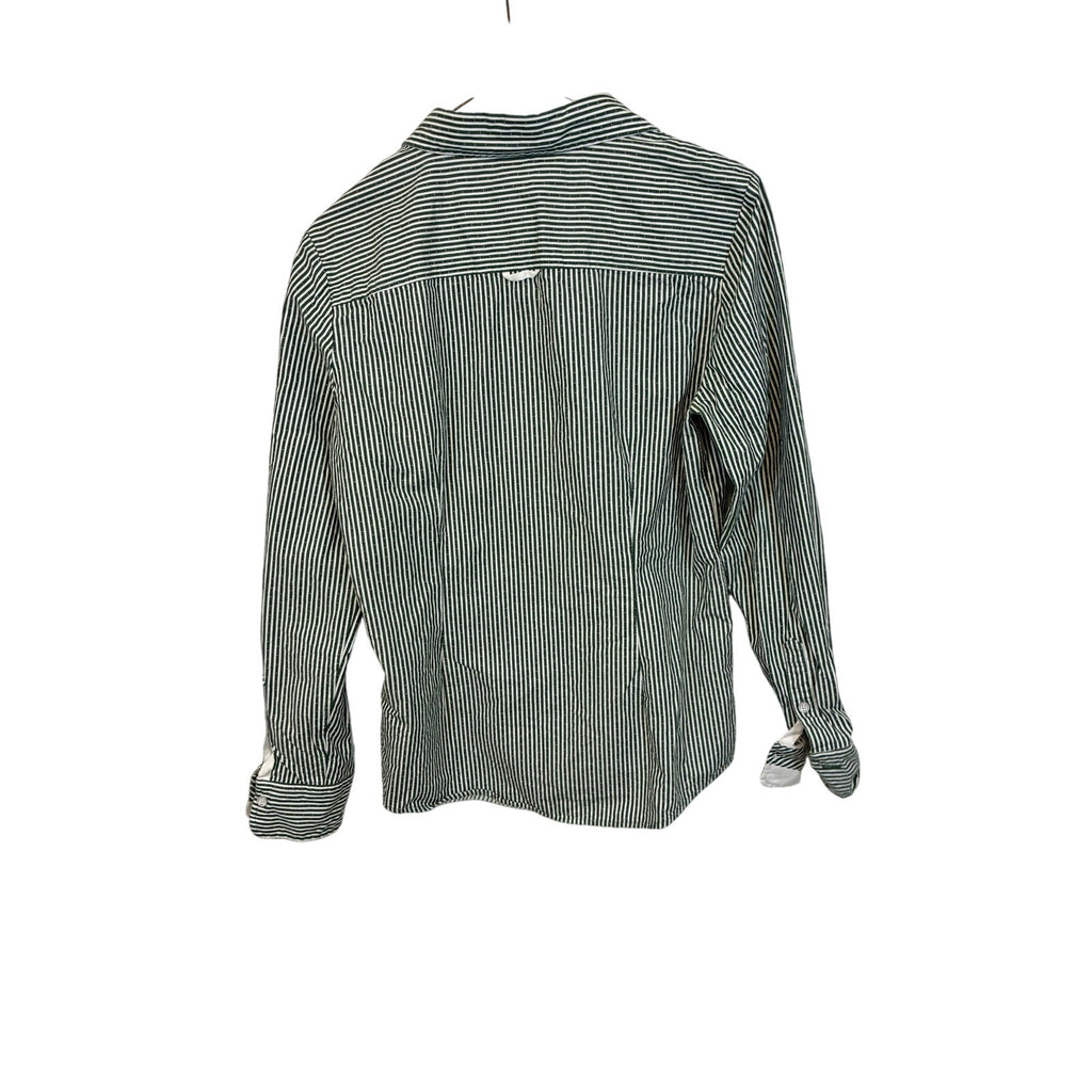 Brooks Brothers Red Fleece Button Down Shirt Women's 6 Green White Stripe Oxford
