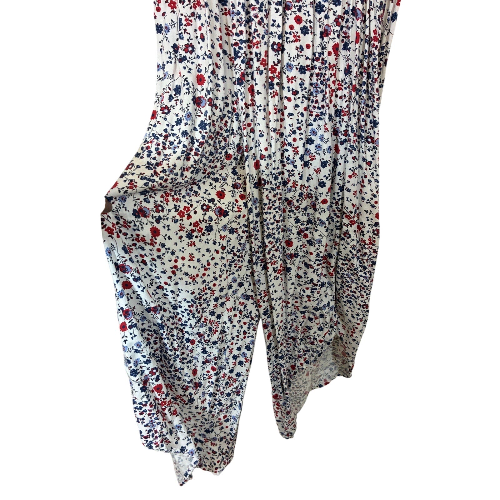 Japna Floral Strapless Jumpsuit American Red White and Blue Nautical Vacation S