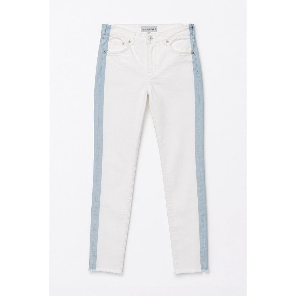 Ann Taylor Loft White Skinny Jeans Womens 24 High Rise Cropped Western Stripe