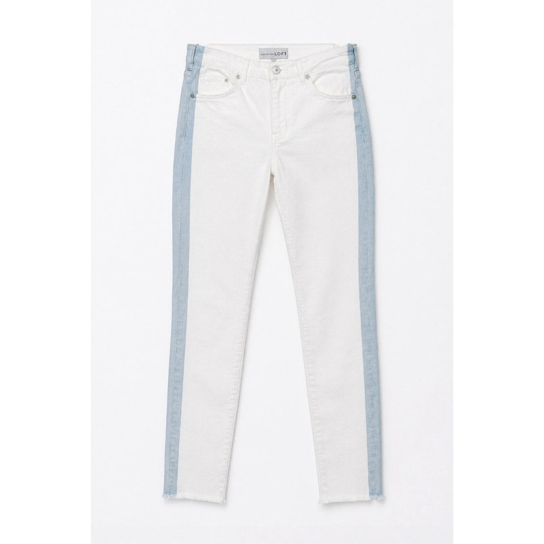 Ann Taylor Loft White Skinny Jeans Womens 24 High Rise Cropped Western Stripe