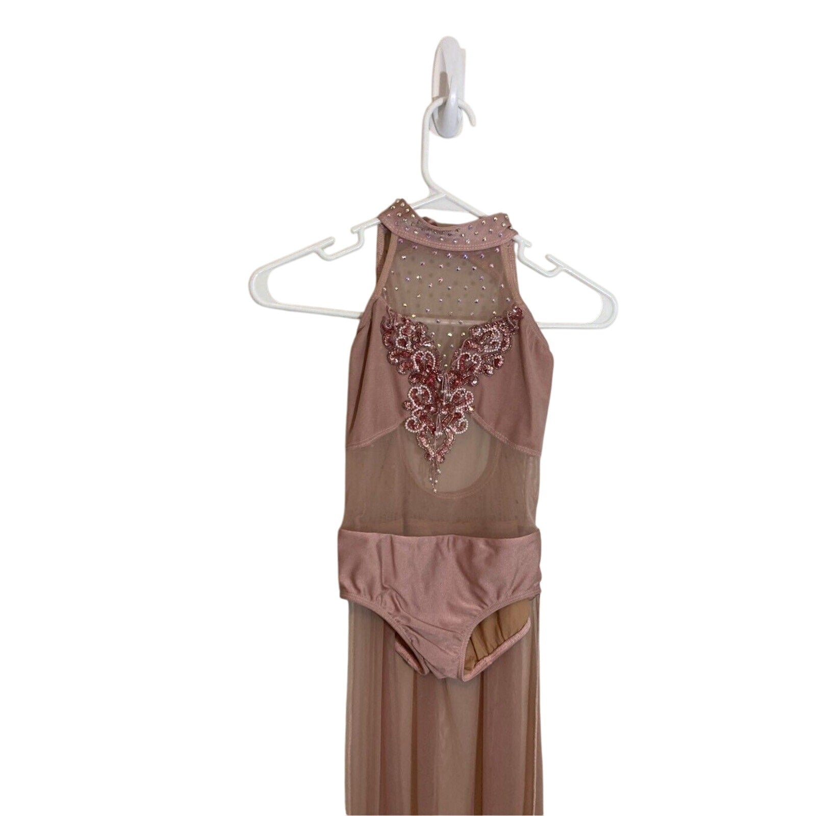 Patrick James Pink Embezzled Dance Leotard With Train Youth L