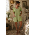 Vintage Stan Herman Pastel Green Quilt Waffle Knit Prairie Nightgown Cozy Dress