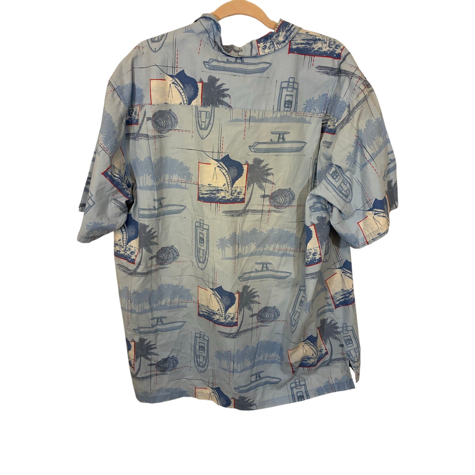 Columbia Mens Swordfish Fishing Boat Short Sleeve Button Up Shirt XXL