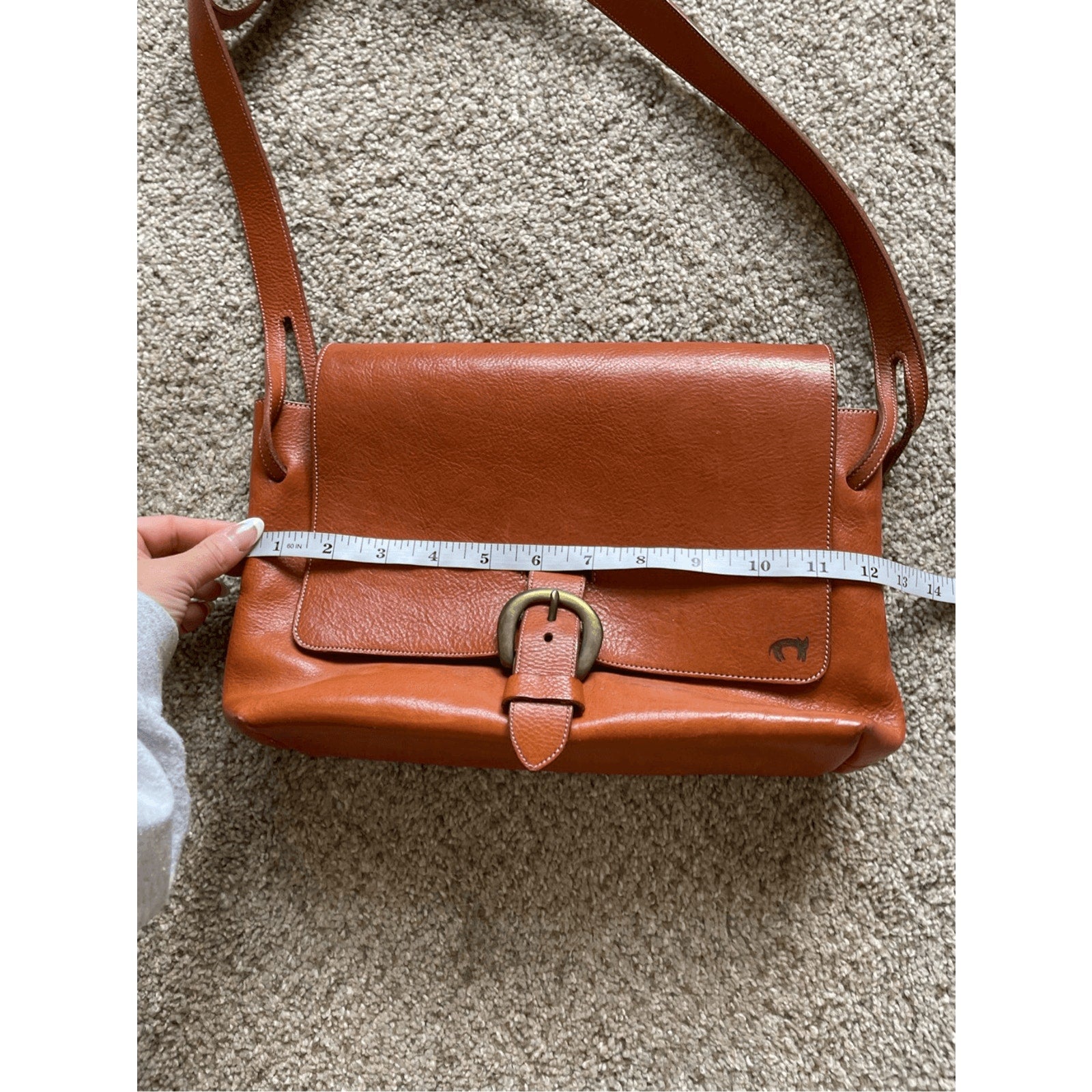 Women's Genuine Leather Suede Upper Front Belt Buckle Crossbody Granola Girl