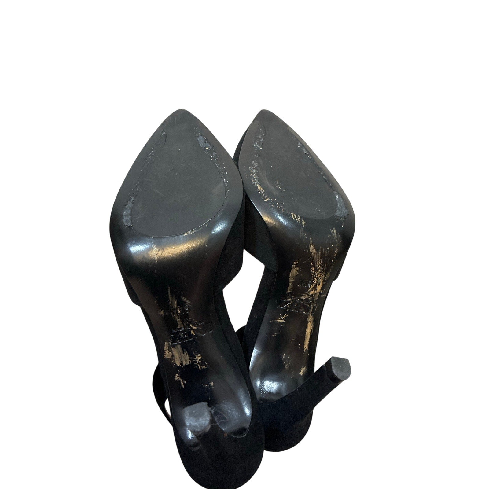 INEZ Black Suede Slingback Pumps Women 8.5 Pointed Toe Comfort Luxury Made Spain