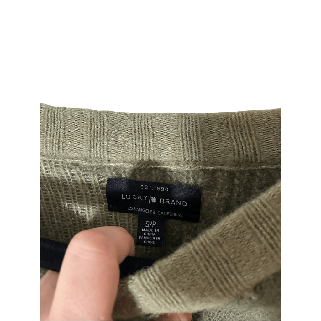 Lucky Brand Green Camo Pullover Crew Neck Sweater Oversized Size S