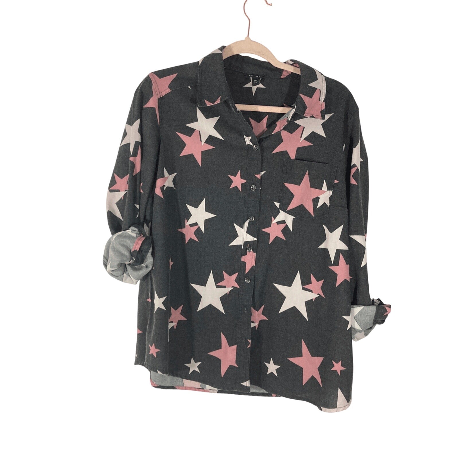 Torrid Star Spangle Flannel Novelty Print Plus Button Up Shirt Casual Western 00