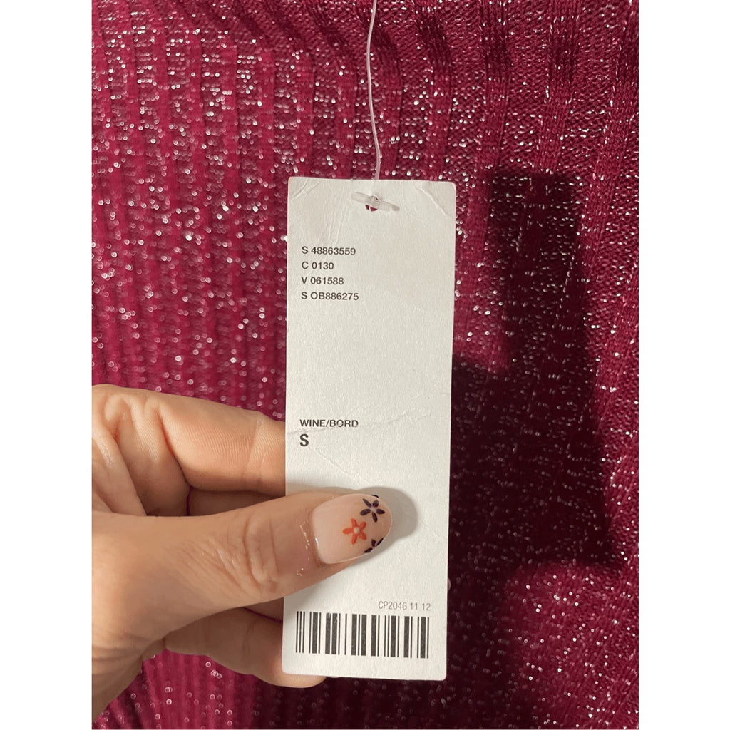 NWT Urban Outfitters Wine Burgundy Shimmer Mock Neck Long Sleeve Dress