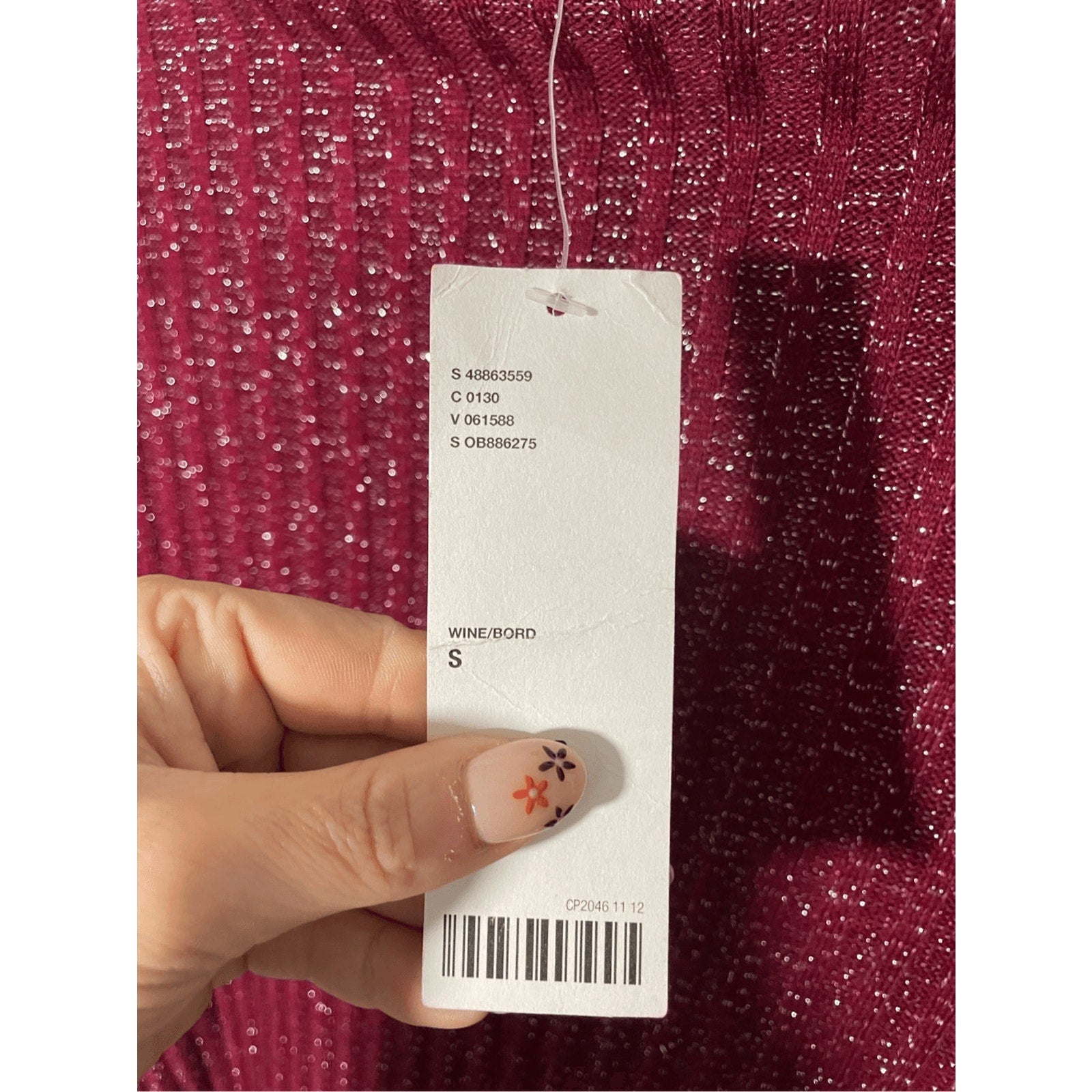 NWT Urban Outfitters Wine Burgundy Shimmer Mock Neck Long Sleeve Dress