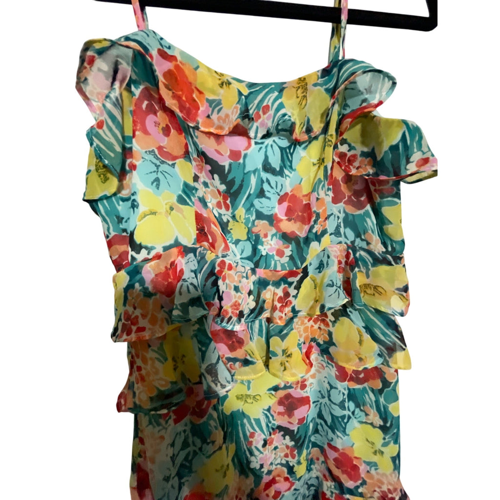 Lulu's Dainty Coquette Cottage Feel Alive Teal Green Floral Print Ruffled Dress