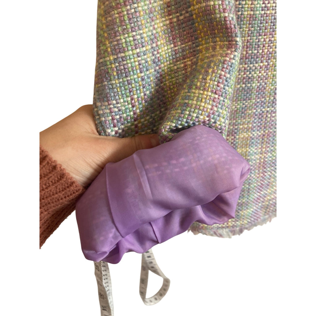 Notches Pastel Patchwork Raw Hem Button Up Small Quirky Retro Vintage Blazer