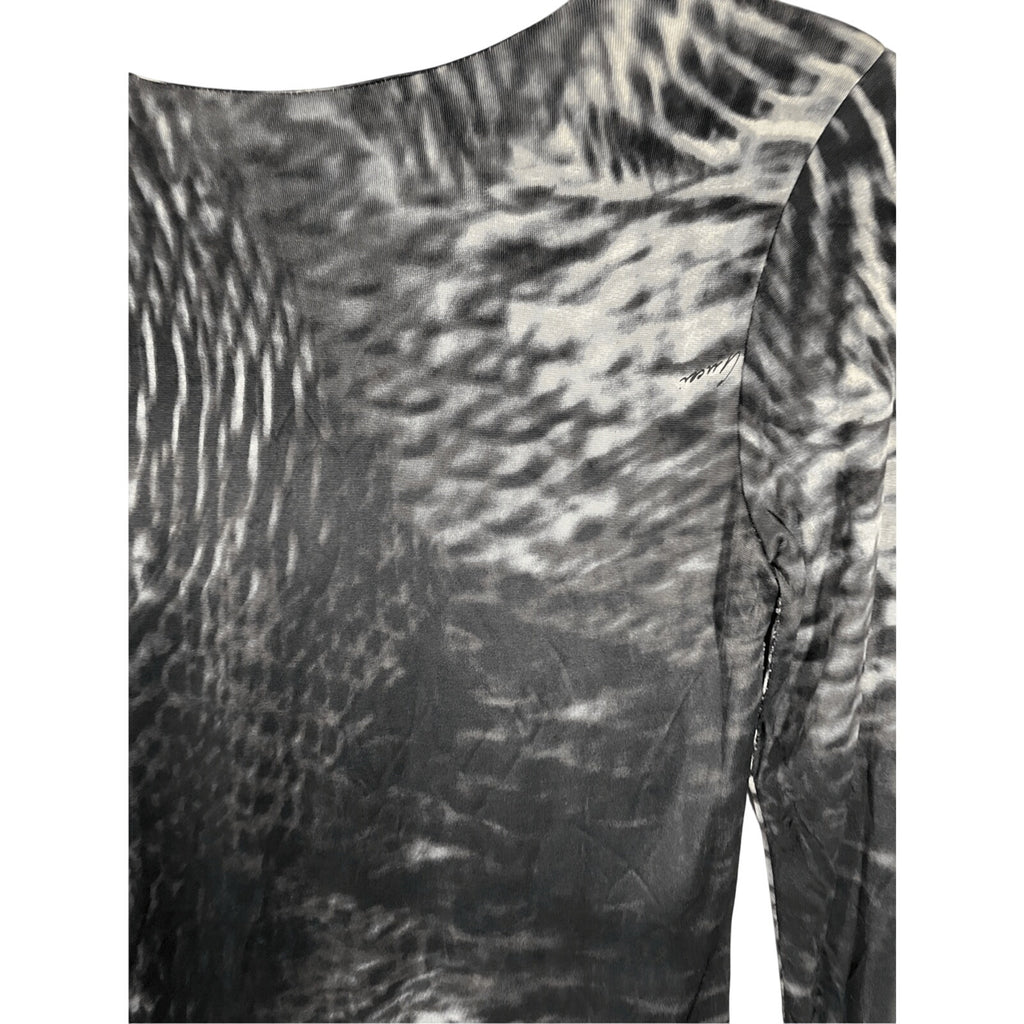 Gucci X Tom Ford Vintage S/S 2000 Abstract Print Long Sleeve V Neck Dress SZ 42