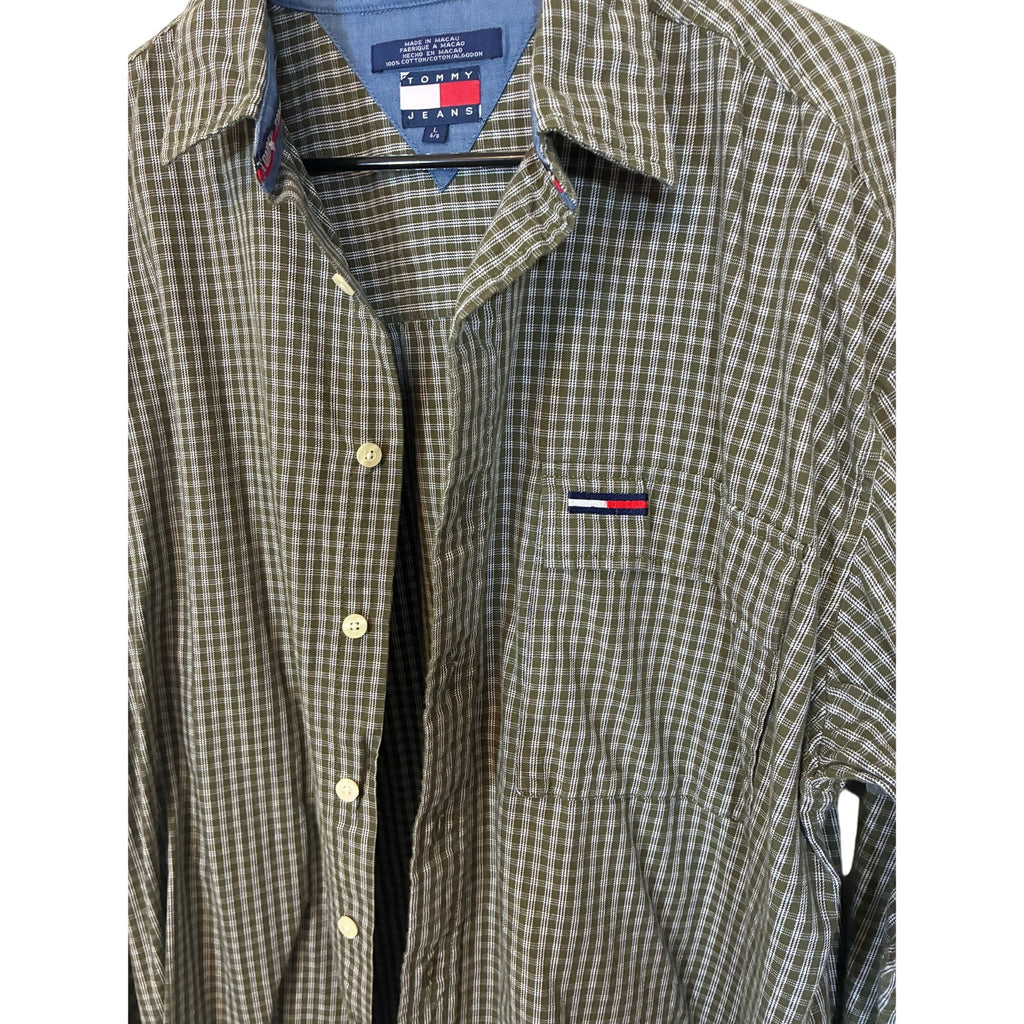 2000s Y2k Vintage Tommy Hilfiger Tommy Jeans Men’s Stripe Dress Button Up Shirt