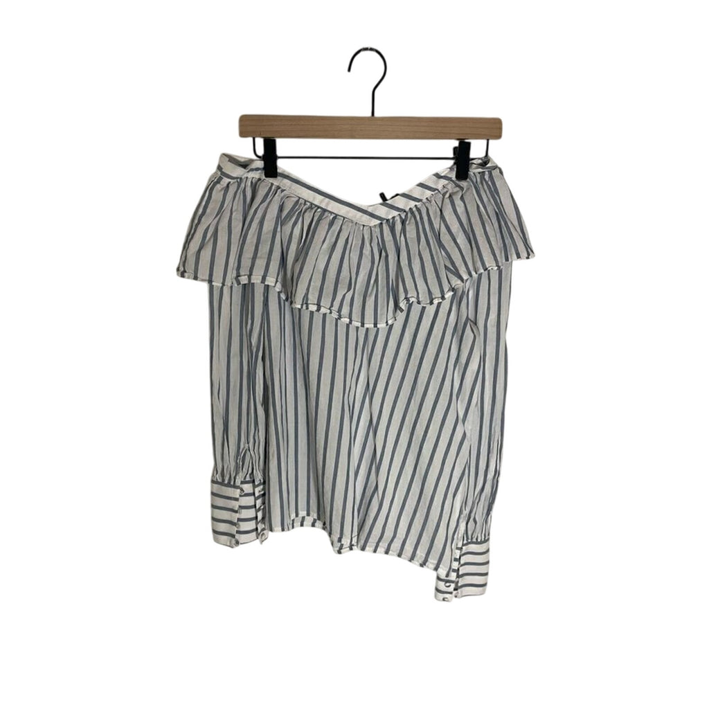 Paige Denim Cotton Stripe Off the Shoulder Women's Sailor Blouse Nautical Preppy