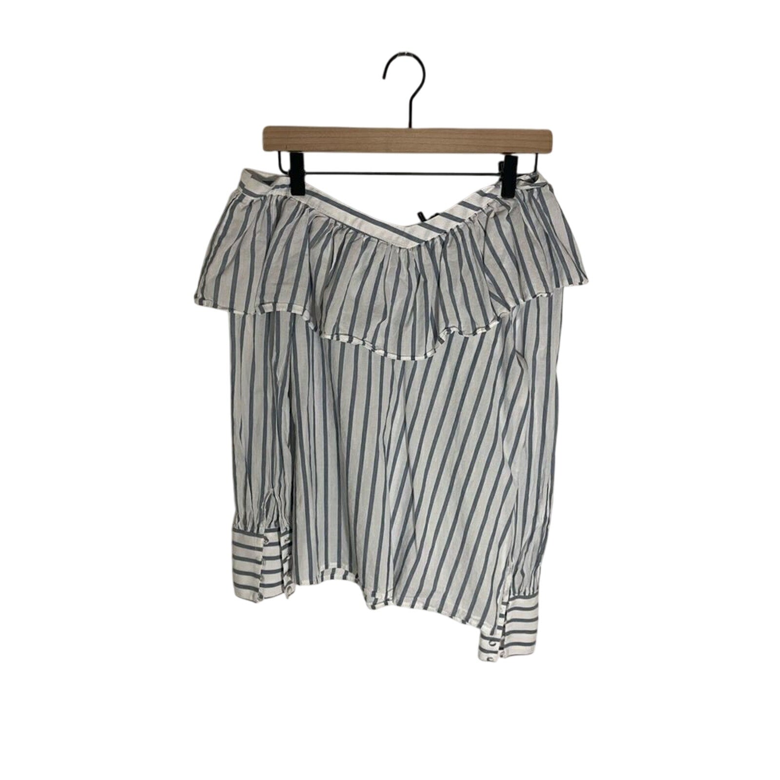 Paige Denim Cotton Stripe Off the Shoulder Women's Sailor Blouse Nautical Preppy