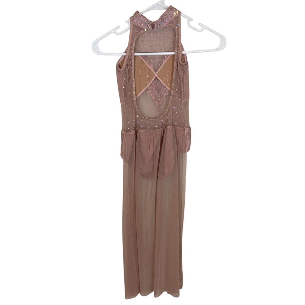 Patrick James Pink Embezzled Dance Leotard With Train Youth L