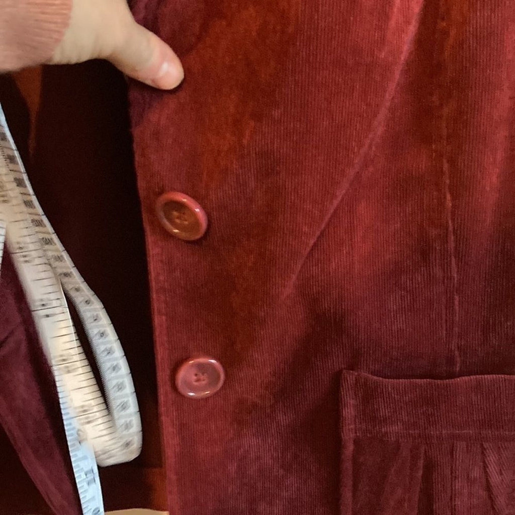 Counterparts Corduroy Burgundy 70's Denim Inspired Button Up Sz 8 Jacket