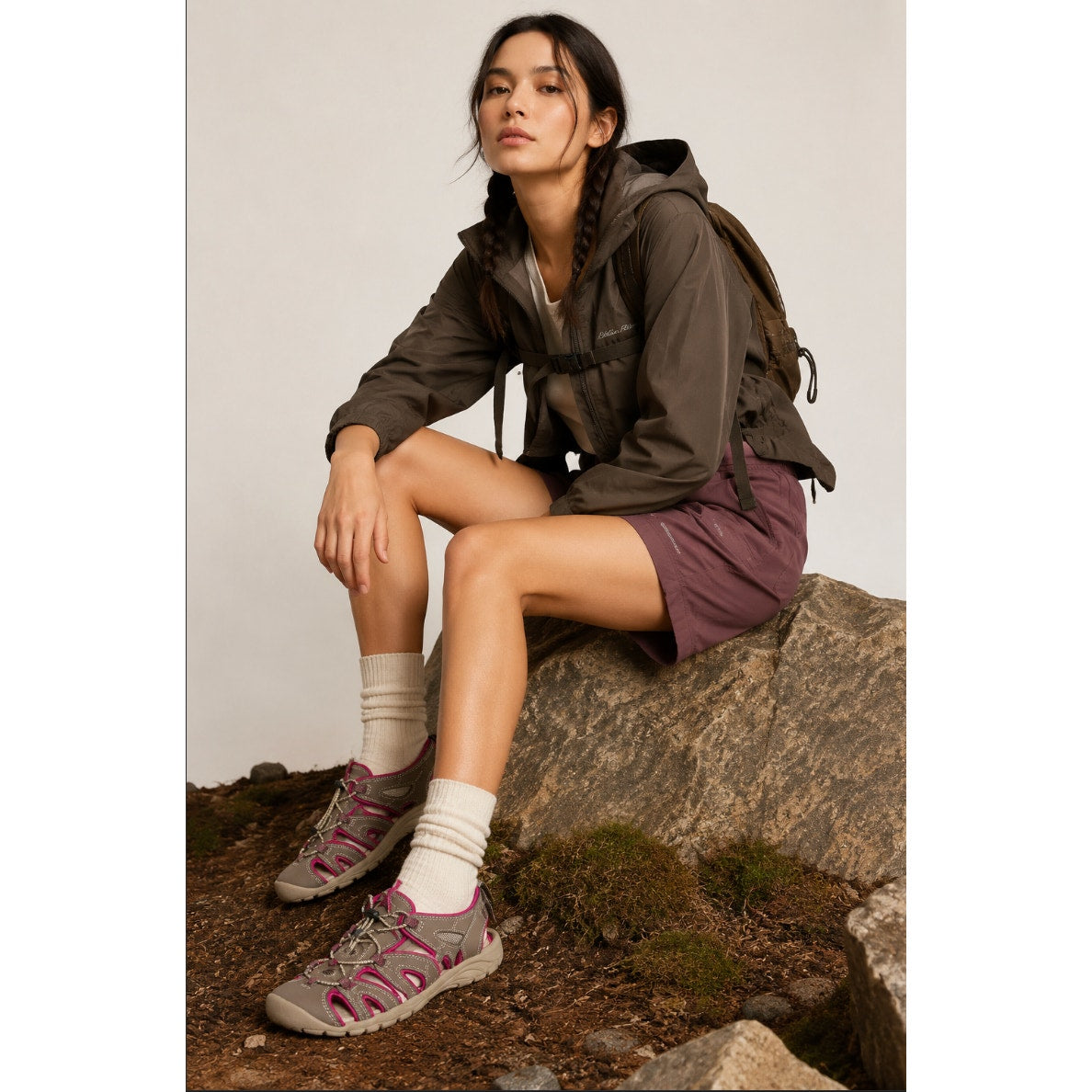 Eddie Bauer Marky Gorpcore Utility Hiking Sandal Pink Brown Closedtoe Watersport