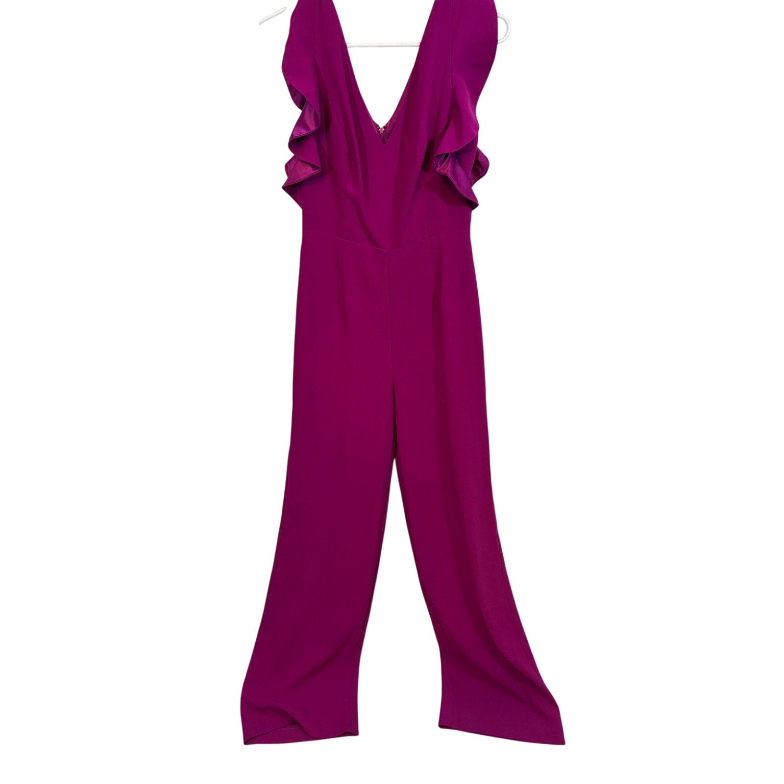 Lilly Pulitzer Magenta Ruffle Sleeve Wide Leg Jumpsuit Resort Vacation Glam S