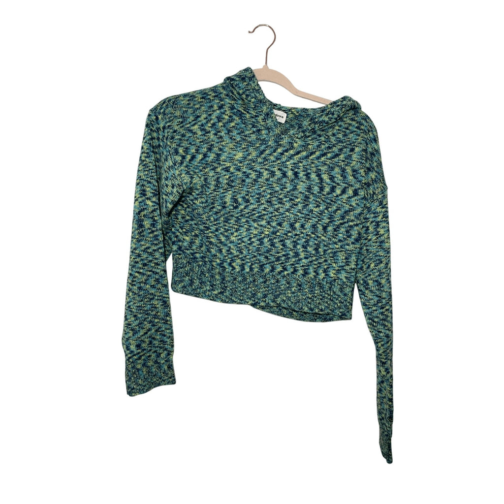 Revolve Superdown Deliah Acrylic Mixed Media Blue Green Cropped Hoodie