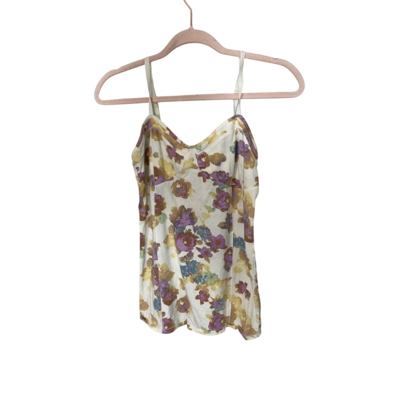 Decree Y2K Floral Tank Top Womens L Bloomcore Adjustable Straps 90s Bratz Style
