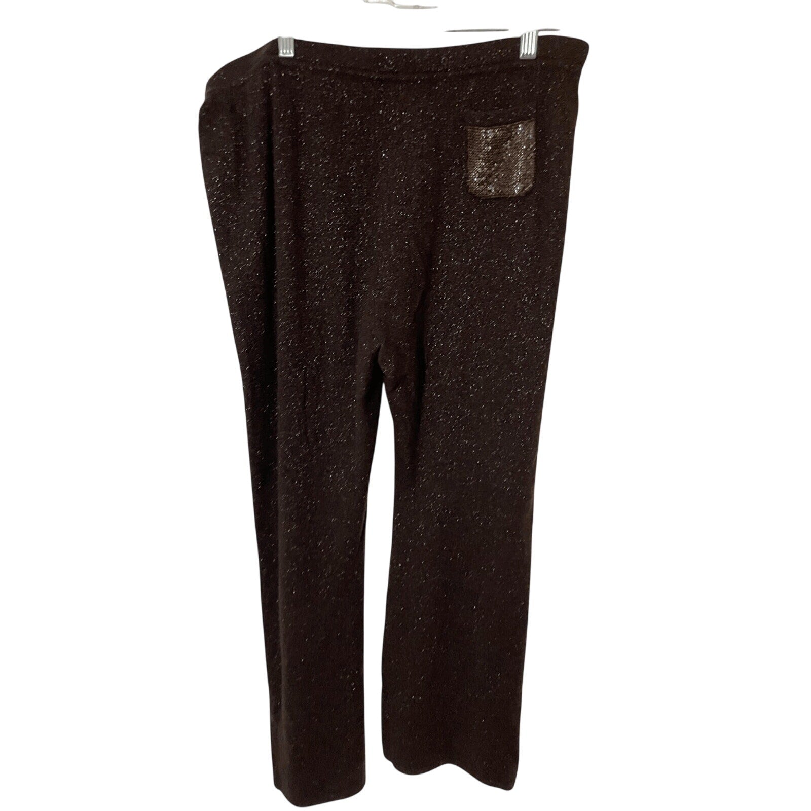 Escada Sport Women's Brown Wool Cashmere Sweater Pants Sequin Pocket Detail Sz L