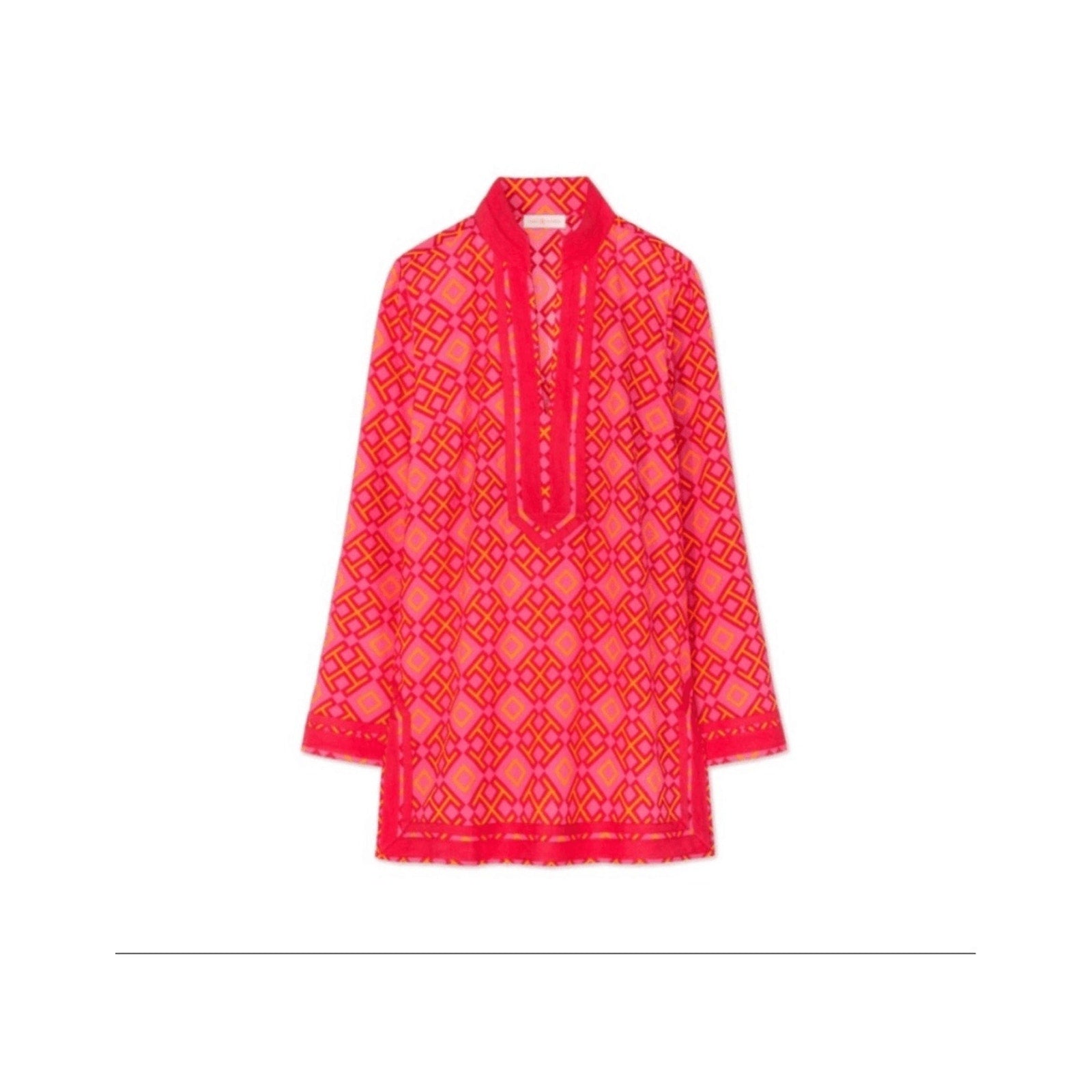 NWOT Tori Burch Honeysuckle Cotton Resortwear Printed Red Pink Tunic