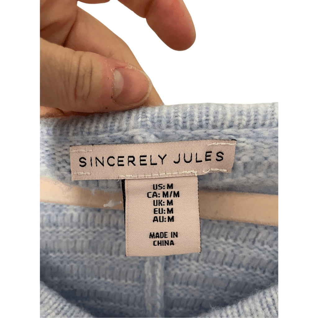 Sincerely Jules Cropped Periwinkle Waffle Knit Women's Sweater Soft Girl SZ M